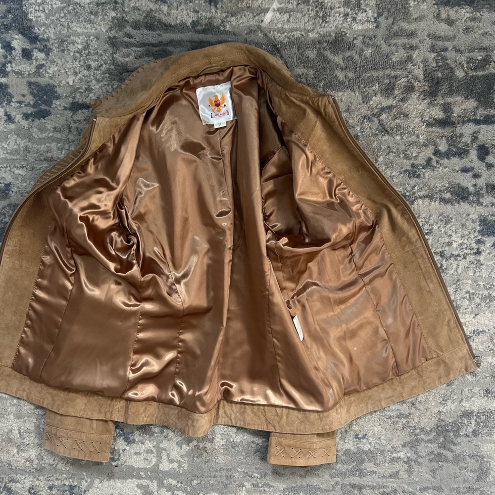 Ameri Mode Genuine Leather Jacket Women’s Small Tan SuedeWestern BohoStyle5559 - Picture 3 of 14